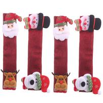 Delightful Christmas Themed Burlap Handle Covers Set Of Four Cute Santa Designs