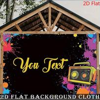 2D Retro Radio Graffiti Backdrop Hip Hop Party Background 47.2x31.5inch/120*80cm
