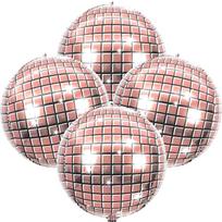 4-Pack 22inch Rose Gold Disco Ball Aluminum Foil Balloons, Metallic Disco Mirror Balloons, 70S 80S Disco Party Decorations, Home Other
