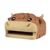 Highland Cow Desk Organizer Cute Cow Memo Pad Dispenser with 3 Reusable Stencils Funny Animal Pen Stand for Office Workers Students rožinė