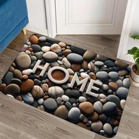 Pebble Print Flannel Floor Mat, Non-Slip Foam Backing with Anti-Fatigue Design, Soft Rug for Indoor Outdoor Entrance Decor 40cm x 60cm