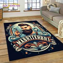 Fashion Barber Shop Logo Skull Vintage Rug Carpet for Living Room Bedroom Decor,Floor Mat Non-slip Decoration for Sofa Doormat 40x60cm