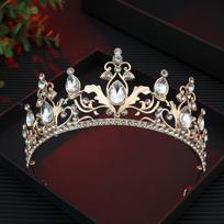 Jewelry Crystal Bridal Tiara Crown Baroque Diadem Veil Tiaras Wedding Hair Tiara  Performance auksinė balta spalva