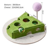 Funny Felt Cat Puzzle Play Box with Ball Scratch Resistant Interactive Cat Hollow Teasing Cat Box Indoor Use žalia