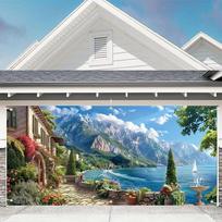 2D Mediterranean Lake Scenery Garage Door Cover Outdoor Decor 47.2x31.5inch/120*80cm