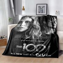 The 100 TV Series Clan Symbols Flannel Blanket, Soft Warm Throw with Black & White Print for Bed Sofa, Cozy Bedding for The 100 Fans 80cm x 120cm