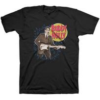 Men's Buddy Holly Music Burst T-shirt Small Black XXXXL