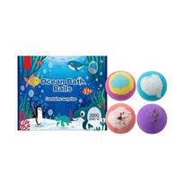 4Pcs Ocean Themed Surprise Bath Bombs, Natural Aromatherapy Bath Balls with Hidden Surprise Toys, Rich Bubbles Spa Bath Fizzers for Kids & Adults 1set