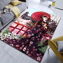Japanese girl in Kimono Cherry Blossom Pattern Carpet for Living Room Bedroom Sofa Home Decor Non-slip Floor Mat Luxury Gift 40x60cm