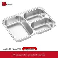 LIJIA KITCHENWARE 304 Stainless Steel Divided Lunch Box Three Compartment A-style (24x17x3.8cm)