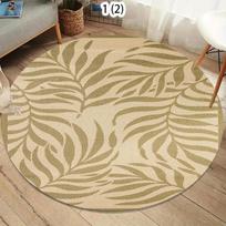 Tropical Palm Leaf Round Carpet Boho Style Area Rug for Living Room Bedroom Aesthetic Home Decor Large Carpet 80cm x 80cm