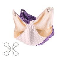 Pet Cage Hammock Small Animal Warm Bed 2 Layers Hideout Swing Toy for Hamster Chinchilla Squirrel Sleep Easy to Clean violetinė/balta