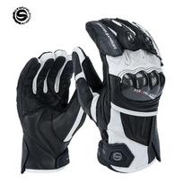 Genuine Goat Leather Motorcycle Winter Gloves SFK  Black Carbon Fiber Accessories Waterproof Warm Breathable Motocross Glove S balta