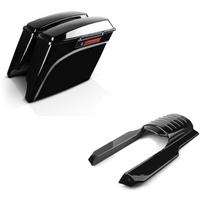 Sacoches rigides compatible avec Harley Davidson Touring 94-13 Prolongés 35Ltr Noir Serrure + Prolongateur de Garde Boue arrière