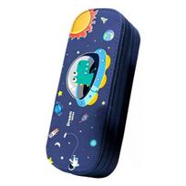 Astronaut Pencil Case for Kids Large Capacity Space Theme Pencil Pouch with Rocket Print Waterproof Thick Canvas Stationery Bag for Boys Girls B