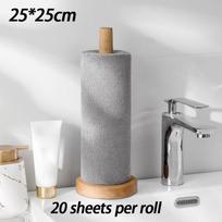 1roll Reusable Cleaning Wipe Household Kitchen Cloth Microfiber Towel Dish Rags Wash Paper Towel Replacement 1 Roll Of 20 Sheets pilka spalva