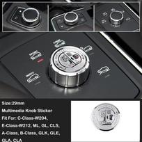 Automobilio 3D ženkliukas Variklio užvedimo sustabdymo mygtuko dangtelis Emblemos lipdukai B/enz GLA CLA GLE W176 W246 W166 C117 X156 R172 W212 W205 29mm auksas