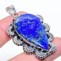 Natūralaus lapis lazurito brangakmenio rankų darbo 925 svarų sterlingų sidabro pakabukas 2,21  p0z63 blue