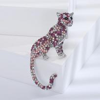 Vintage Rhine Leopard Domineering Animal Brooch Men'S Suit Cheetah Pin Accessories Fashion Corsage rožinė