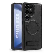 PU Odos Belaidis Įkrovimas Magnetinis Telefono Dėklas Samsung Galaxy S24 Ultra S23 S22 Plus Su Atrama Smūgiams Atsparus Dangtelis Samsung S22 juoda