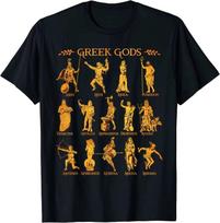 Laiski Harajuku Marškinėliai Graikų Mitologija Graikų Dievai T-shirt Medvilninis Apvalia Kaklo Trumpomis Rankovėmis Laisvalaikio Vyriški Gatvės Drabužiai Per dydį Laisvas Unisex M gray