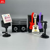 MOC plytos „pasidaryk pats“ muzikos instrumentas Gitara Bosinė saksofonas Mikrofonas Garsiakalbio dėžutė Švietimo konstravimo kaladėlės Žaislai Dovanos