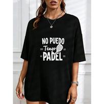 White T Shirt With No Puedo Tengo Padel Graphic Print For Casual Wear And Sports Activities S juoda