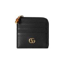 Gucci Bamboo Double G Logo Zip Leather Card Holder Women Accessories Black 739497-AABXM-1000 Box(Basic Set+Box)