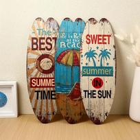 Summer Beach Ocean Theme Surfboard Wooden Sign Bar Home Wall Retro Decoration Wooden Sign Decoration One Size