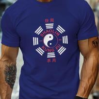 Shaolin Kung Fu Yin Yang Graphic Tee Mens Casual Breathable Cotton TShirt Short Sleeve Summer Print Top S