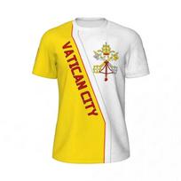 Madingi Vatikano Miesto Vėliavos Futbolo Marškinėliai Vyrams Tendencija Vasaros Nacionalinis Herbas 3D Spausdinti Marškinėliai Laisvi Kvėpuojantys Sportiniai Marškinėliai 6XL white