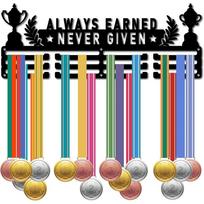 Metal Medal Holder Wall Mount Rack Black 15.7 x 4.7 Inch for Race Runner Swimmer Gymnast Display Up to 60 Medals Sports Award Organizer