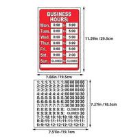 Business Hours Sign for Retail Use PVC 2Pcs Red Open Changeable Hours Stickers