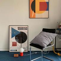 Bauhaus Art Poster - Stylish Background Wall Hanging for Living Room 50x70 Canvas texture + PS frame default (black)
