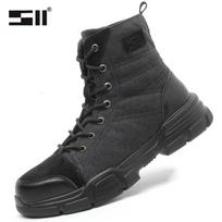 Men's Breathable Cowhide Safety Boots: Anti-Smash, Anti-Puncture, Steel Toe, Non-Slip, Durable.