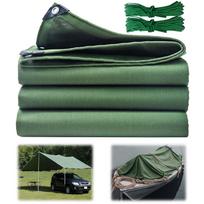 Heavy Duty Canvas Tarp, 23oz Waterproof Tarpaulin with Reinforced Grommets, 32Mil Thick Tear Resistant Tarp Cover 2Mx3M