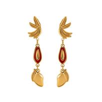 1 pair Papaya Color Preserving Earrings Pear Golden Temperament Eardrops  Women auksinė