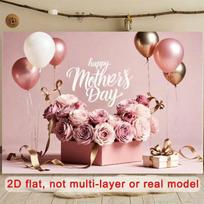 Pink Floral 2D Backdrop, Mother's Day Gift Box Photo Background 47.2x31.5inch/120*80cm