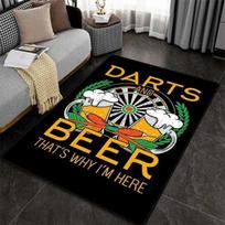 Vintage Darts Beer Funny Quote Rug, Retro Distressed Pub Style Decorative Mat, Game Room Home Bar Lounge Area Carpet 40x60cm