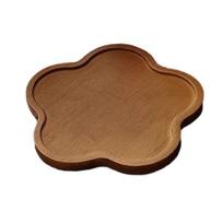 Wood Flower-Shaped Tray, Decorative Candle Holder Plate, Rustic Tabletop Jewelry Organizer, Farmhouse Serving Tray for Food, Drinks, Jewelry, Key, A
