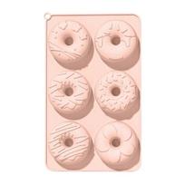 6-Cavities Silicone Donut Mold Easy Release Food Grade DIY Round Doughnut Cake Chocolate Baking Mold Kitchen Supplies šviesiai rausvos spalvos