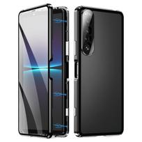 For Sony Xperia 1 IV HD Magnetic Metal Tempered Glass Phone Case For Sony Xperia 1 IV juoda