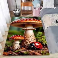 Mushroom Forest Carpet Mat Rug Ladybug Anime Design Forest Floor Nature Inspired Home Decoration for Kids Room Bedroom Floor Mat 40x60cm