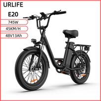 URLIFE E20 Electric Bike 45KM/H 500W Motor 48V/13AH Battery City Commuting E-Bike 20*3.0 Inches Tire Whit LCD Display Electric Bicycle E20 Black 45KM/H juoda