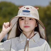 Cute Kids Floppy Hat With Builtin Fan And Breathable Nylon For Beach Outings chaki