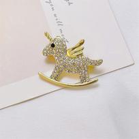 1/2 PCS Sparkly Pony Brooch Artistic Horse Animal Pin Decorative Rhinestone Corsage Jewelry Clothing Suit Badge Gifts auksas