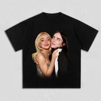 Sabrina Carpenter Ariana Grande Hug Graphic T Shirt for Men Women Pop Singers Fan Merch Cotton Oversized Streetwear Tee L