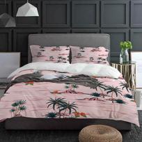 Plant Pink Palm Tree Beach Summer Flowers Bedding Set 3pcs Duvet Cover Pillowcase Quilt Cover Double Bed Set Home Textile 135x200cm