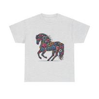 Floral Horse T-Shirt Elegant Pony Design Vintage Botanical Style Cute & Artsy M