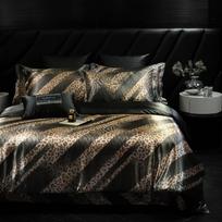 Leopardo Zebrų Rašto Prabangus Aukštos Klasės Šilkinis Patalynės Komplektas Minkštas Šilkinis Atlasas Karališko Dydžio Antklodės Užvalkalas Paklodė arba Pritvirtinama Paklodė Derinio Komplektas 1.5m 4pcs 2x2.3&set